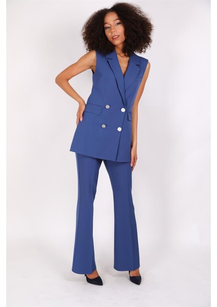 Blazer Yelek & Ispanyol Paça Pantolon-Indigo fiyatları