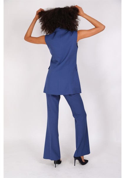 Blazer Yelek & Ispanyol Paça Pantolon-Indigo modelleri