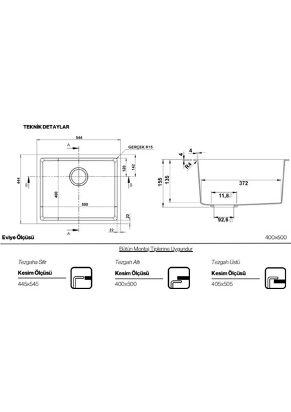 Steep 50X40 Cappucino Granit Mutfak Eviyesi fiyatları