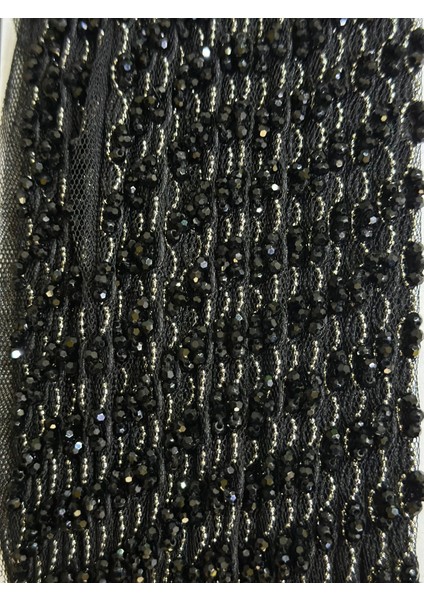 Siyah Boncuk Işleme Biye Şerit Dikiş Aplike 1 cm En 1 Metre fiyatları