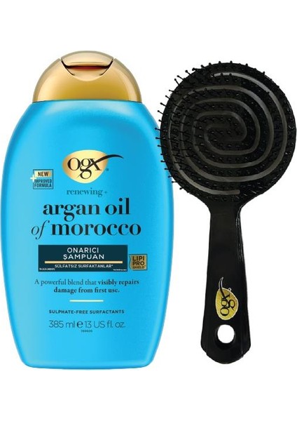 Güçlü Nemlendirici ve Canlandırıcı Argan Oil Of Morocco Sülfatsız Şampuan 385ML + Ogx Tarak