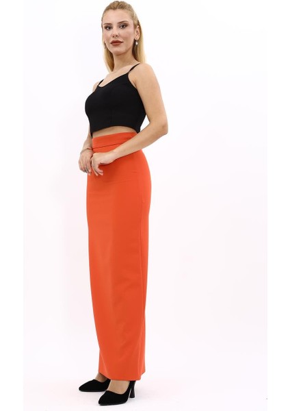Uzun Düz Dar Etek-Turuncu modelleri