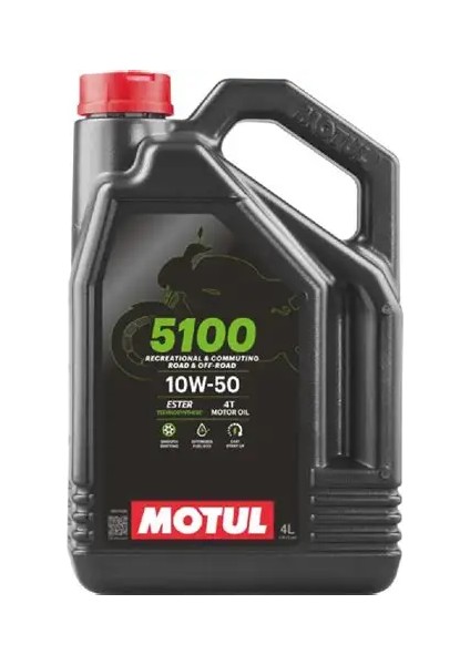 5100 10W-50 4 Lt Yarı Sentetik 4 Zamanlı Motosiklet Motor Yağı (Ester Teknolojili)