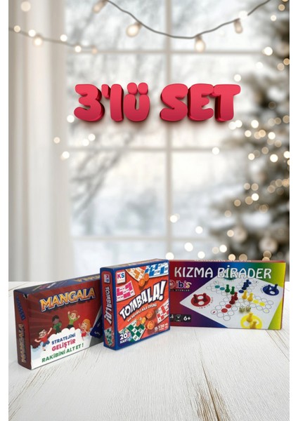 3’lü Kış Keyfi Masa Oyunu Seti (Tombala – Kızma Birader – Mangala) fiyatları