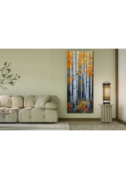 Panoramik Sonbahar Ormanı Manzarası Kanvas Tablo – Dikey Modern Doğa Temalı Duvar Dekoru fiyatları