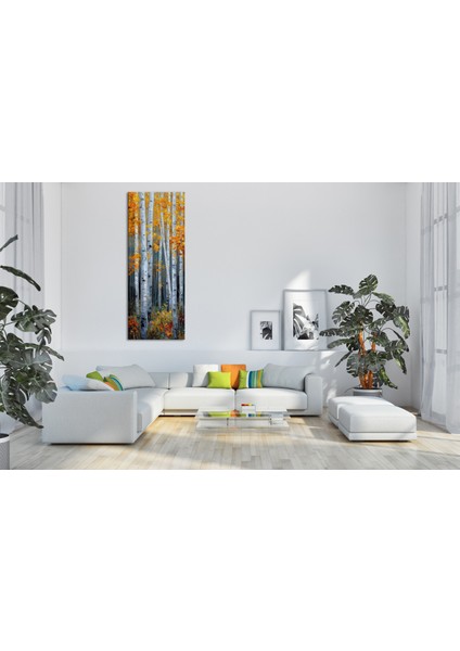 Panoramik Sonbahar Ormanı Manzarası Kanvas Tablo – Dikey Modern Doğa Temalı Duvar Dekoru modelleri