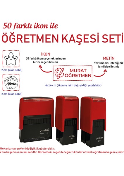3'lü Öğretmen Kaşesi Seti - Kişiye Özel, Motive edici kaşe
