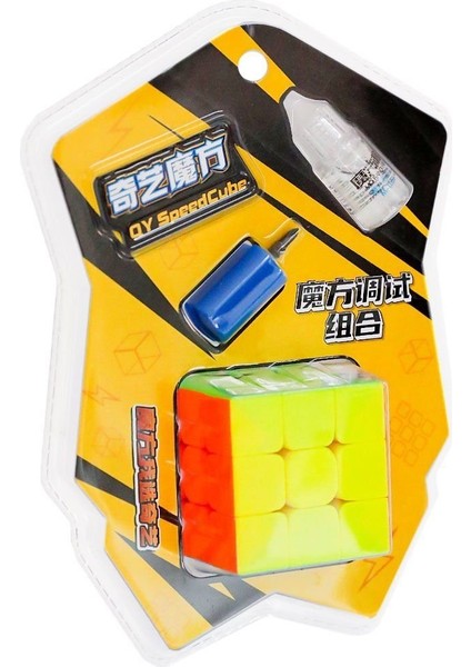 31021 Qy 3x3 Speed Küp Kartela Seti Yağ+Tornavida Kız Erkek Çocuk Oyuncak Eğitici Oyuncaklar