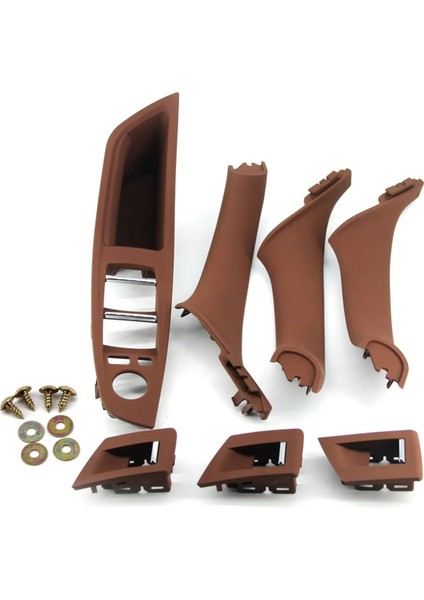 Bmw F10 5 Serisi (2011-2016) Taba Renk Iç Kapı Kolu Tutamağı ve Cam Tuş Seti 7 Parça