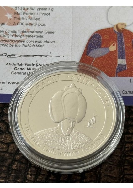 – I. Süleyman (Kanuni) 1520–1566 Osmanlı Padişahları Serisi No:10 Gümüş Hatıra Sikkesi fiyatları