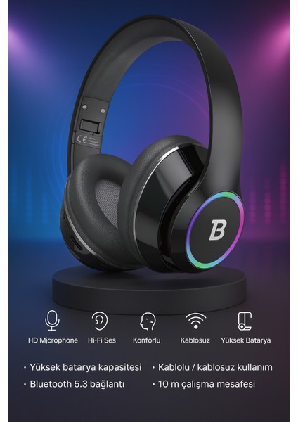 Kablosuz Bluetooth Kulaküstü Kulaklık – Mikrofonlu, Stereo Ses, Aux ve Hafıza Kartı Desteği Nova indirimleri