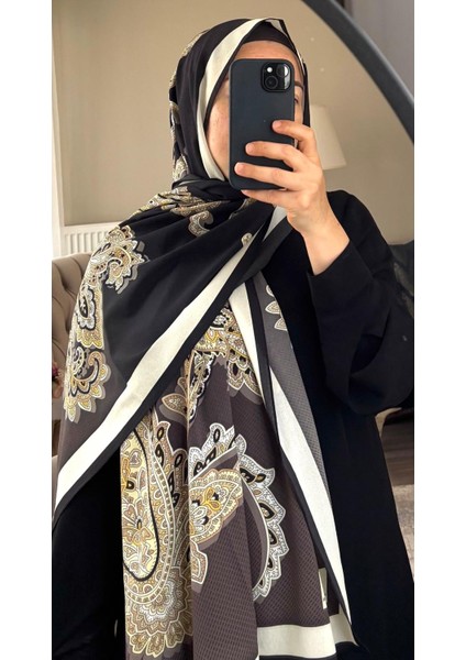 19V69 Italıa Krep Kumaş Yumuşak Dokulu Siyah Kahverengi Şal indirimleri