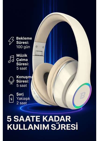 Kablosuz Bluetooth Kulaküstü Kulaklık – Mikrofonlu, Stereo Ses, Aux ve Hafıza Kartı Desteği Nova fırsatları