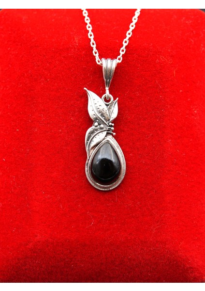 925 Ayar Kadın Oltu Taşı Kadın Kolye SK00082 fiyatları