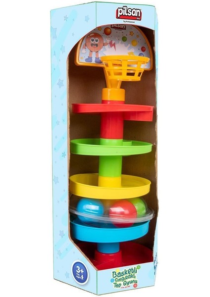 03 653 Basketli Çıngıraklı Top Oyunu -Pilsan Oyuncak Kız Erkek Çocuk Oyuncak Eğitici Oyuncaklar