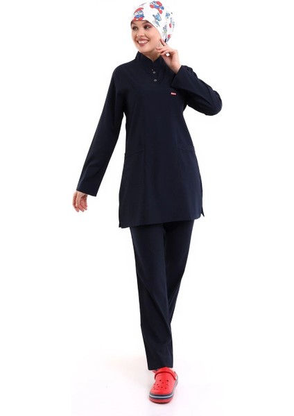 Soft Likralı Tesettür Forma Takım Iki Çıtçıt - 6402 Lacivert Soft modelleri