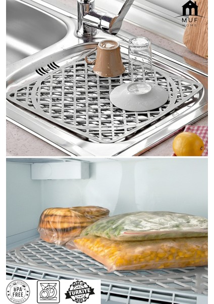 Lavabo Buz Halısı Buzluk Zemin Koruyucu Bulaşık Kurutma Matı Damacana Altlığı Uzun Ömürlü Kullanım