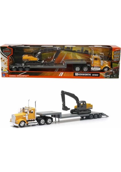 1:43 Long Haul Kenworth Taşıyıcı Tır ve Ekskavatör Kız Erkek Çocuk Oyuncak Eğitici Oyuncaklar