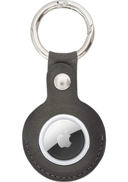 Apple Airtag Uyumlu Deri Anahtarlık, TN18EF Gri