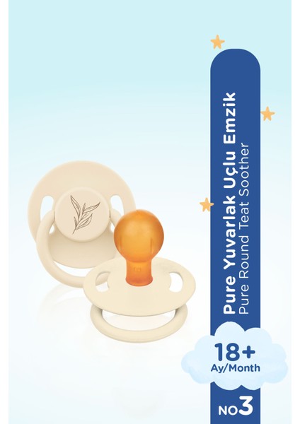 Pure Yuvarlak Uçlu Kauçuk Emzik No:3 18+ Ay Krem fiyatları