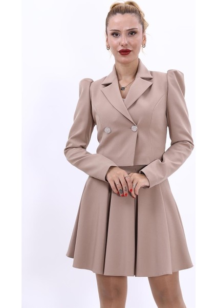 Erkek Yaka Drape Kollu Kısa Ceket-Taş