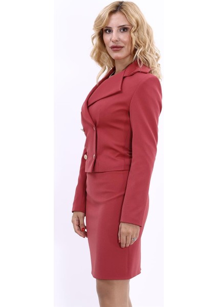 Gömlek Yaka Kuruvaze Kısa Ceket-Kiremit fiyatları