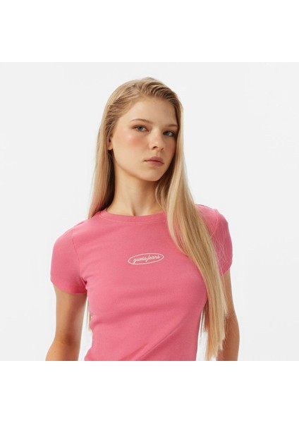 Kadın Pembe Slim Fit Logolu T-Shirt W5YP37KA0H1-A619 fırsatları