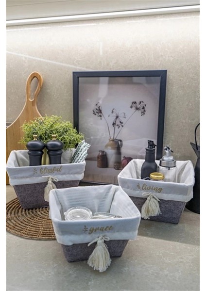 Çok Amaçlı Saklama Organizer Kutu Kare Keçe Sepet (Mini) - 03433 modelleri