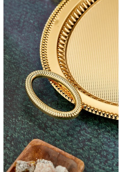 Oval Model Lüx Metal 2’li Sunum Tepsisi – Şık Kulplu Çay Tepsisi, Kahve ve Nişan Sunum Tepsisi Seti (37X28 cm ve 44X33 Cm) indirimleri