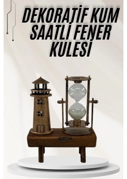 Hediyelik Eşya Retro Ahşap Deniz Feneri Kum Saati Biblo