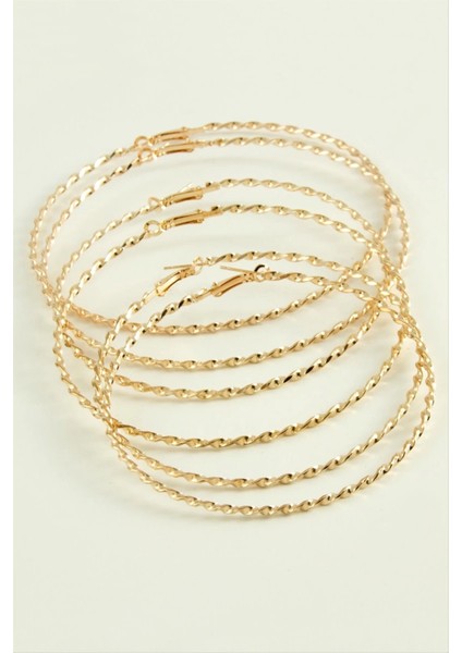 Burgulu Metal Halka Küpe 6 Adet