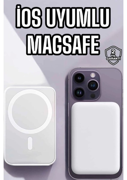 5000 Mah Ios Uyumlu Magsafe Kablosuz Şarj Hızlı Şarj Desteği