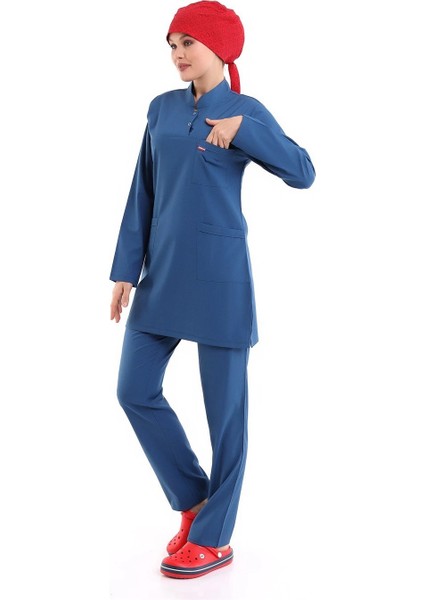 Soft Likralı Tesettür Forma Takım Iki Çıtçıt - 6408 Petrol Mavi Soft fiyatları