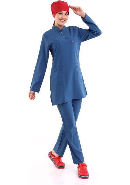 Soft Likralı Tesettür Forma Takım Iki Çıtçıt - 6408 Petrol Mavi Soft indirimleri