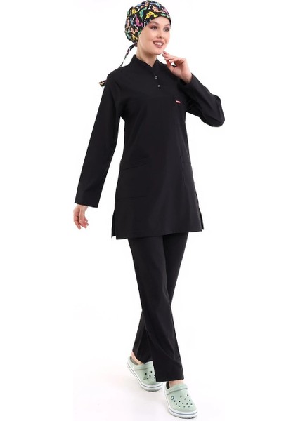 Soft Likralı Tesettür Forma Takım Iki Çıtçıt - 6403 Siyah Soft modelleri