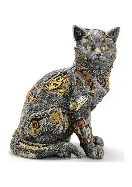 Steampunk Polyester Kedi Figürü Model 2