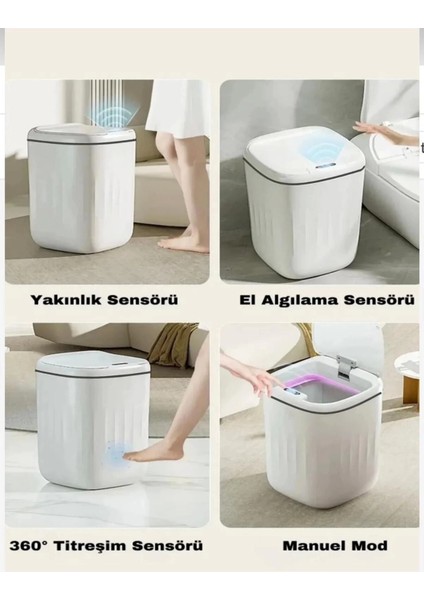 Otomatik Hareket Sensörlü Akıllı Çöp Kovası – 20 Litre Sessiz ve Hijyenik Kullanım modelleri