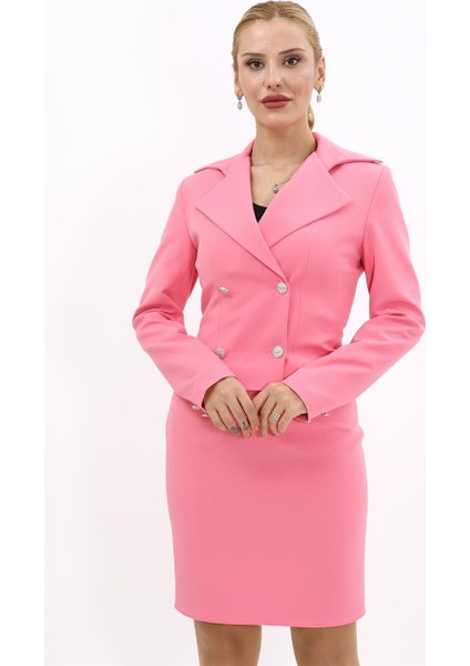 Gömlek Yaka Kuruvaze Kısa Ceket-Pembe indirimleri