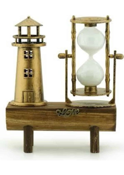 Deniz Feneri Kum Saati Ahşap Görünümlü Vintage Tarz Biblo indirimleri