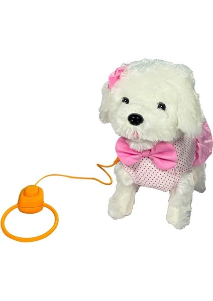 PFT-B025 Peluş Tasmalı Yürüyen Köpek Pembe -Vrd Kız Erkek Çocuk Oyuncak Eğitici Oyuncaklar fiyatları