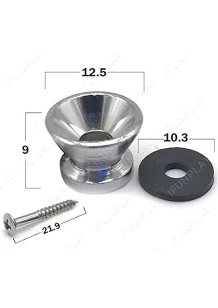 RJSTR01 Gitar Askı Pimi Chrome Krom Guitar Strap Button 2'li Set Askı Demiri
