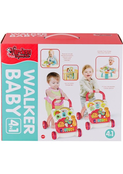 BIB-6018 Pianolu Yürüme Arkadaşı 4ın1 Kız Erkek Çocuk Oyuncak Eğitici Oyuncaklar