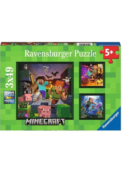 56217 Minecraft 3X49 Parça Ravensburger Puzzle Kız Erkek Çocuk Oyuncak Eğitici Oyuncaklar