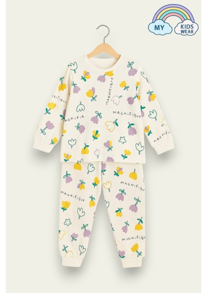 Çocuk Pamuklu Desenli Ikili Pijama Takımı 4-8 Yaş 12232