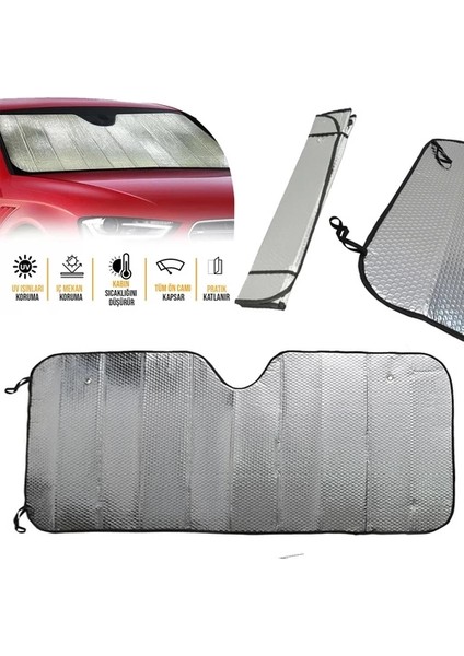 Araç Ön Cam Güneşlik Uv ve Isı Koruma Katlanabilir Toyota Corolla Skoda Superb Dacia Duster Ford Focus modelleri
