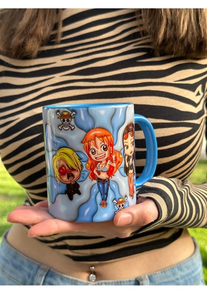 One Piece Robin, Nami ve Sanji Kupa Kaliteli Porselen Anime Hediyelik Kupa Bardak