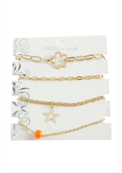 Buğz 4 Adet Karışık Trend Zincir Bileklik