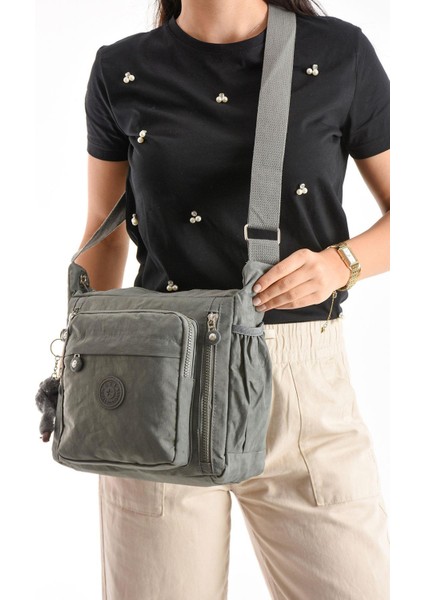 Çapraz Askılı Ultra Hafif Çok Cepli Omuz Çantası Klinkıl Kumaş