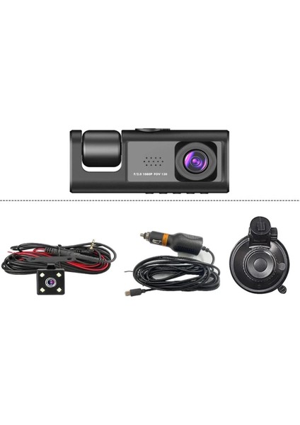 64GB Araç Içi Kamera 3 Kameralı (Yol + Araç Içi+ Arka) Fhd Video Kayıt Mikrofonlu Türkçe Cc-33