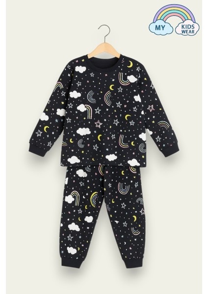 Çocuk Pamuklu Desenli Ikili Pijama Takımı 4-8 Yaş 12233